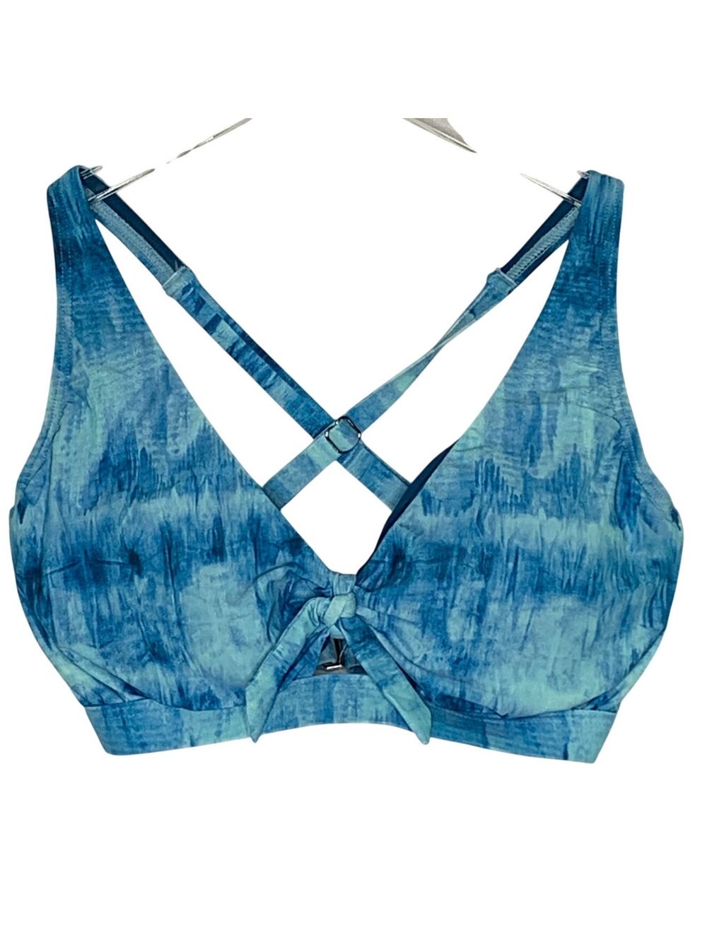 Birdsong Santorini Sea Tie Font Bikini Top 32DDD NEW Wireless Blue Resort
